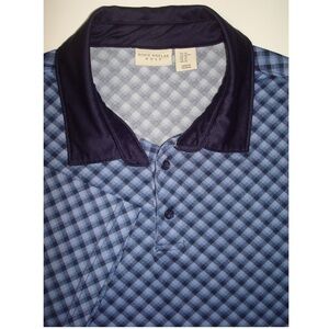 New! RORIE WHELAN GOLF Blue Multi-tone Checked Plaid Polo Shirt